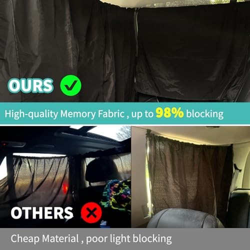 4 Pcs Lager Double Layer Thickened Car Curtains Set, 98% Light Large 4 PCS