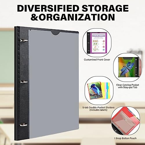 Telescoping Project Organizer 2-Pack, Refillable 3 Ring Binder 2 Pack Black