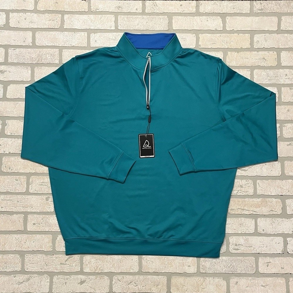 DEOLAX Golf 1/4 Zip Mens 2XL Turquoise Pullover Performance Stretch Comfort NWT