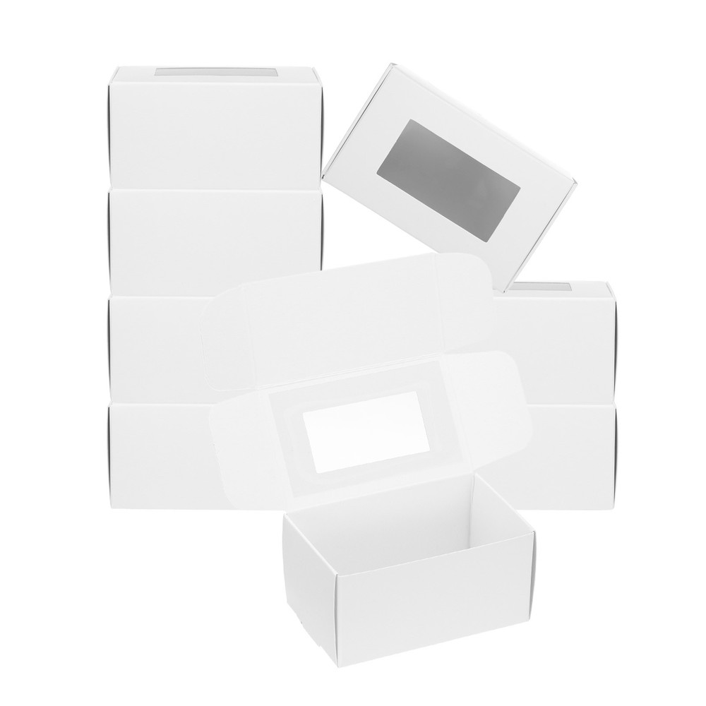 20Pcs 3.9"x2.4"x2" Paper Soap Box with Window Soap Boxes Rectangle White