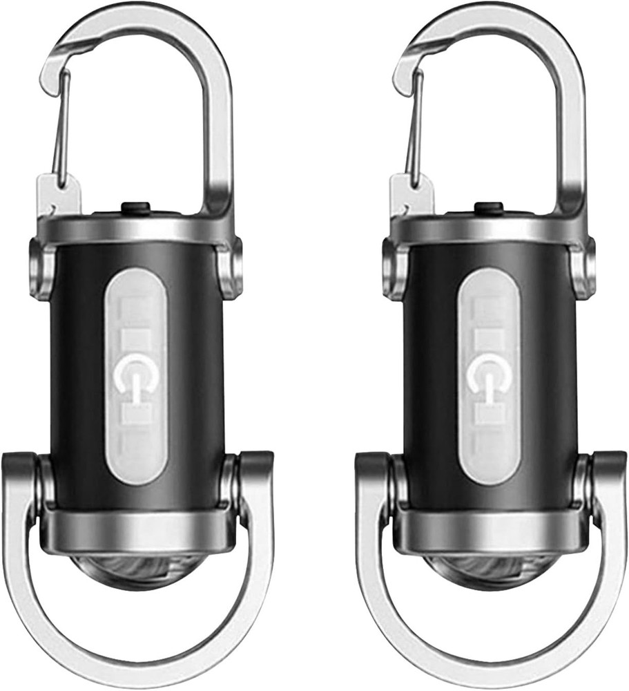 2 Pack Rechargeable Keychain Flashlights, EDC Mini Keychain Flashlight 6 Light M