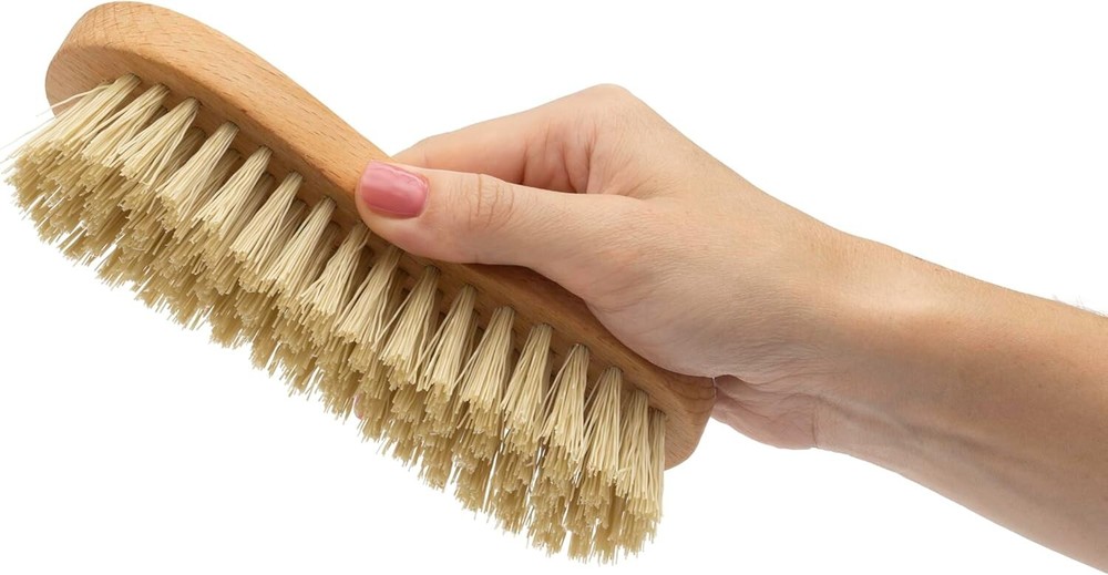 8" Multi-Purpose Scrubbing Brush with Wooden Handle - Tough & Efficient