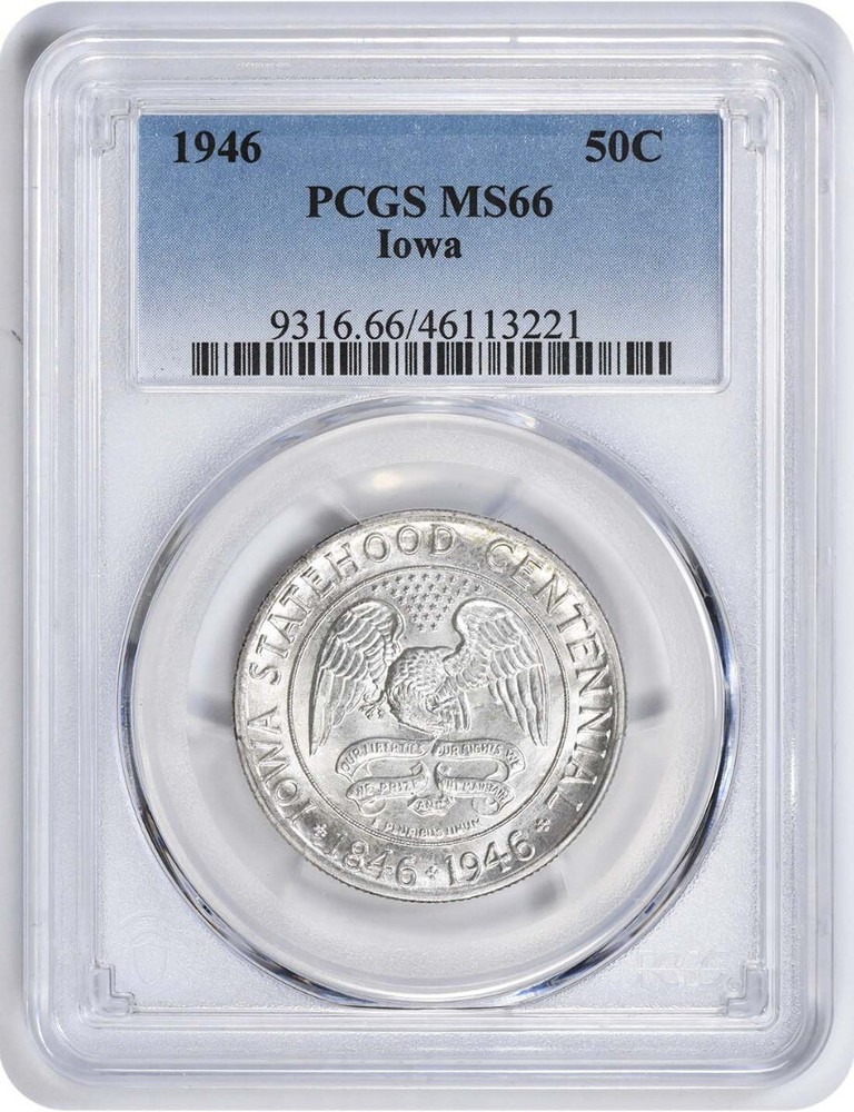 Iowa Commemorative Silver Half Dollar 1946 MS66 PCGS