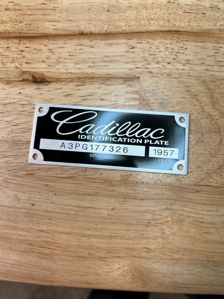 Custom ENGRAVED Cadillac Caddy Data Plate Tag