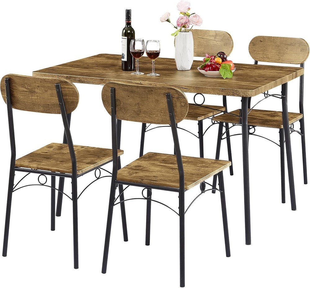 Kitchen Table and Chairs for 4, 5 Piece Dining Table Set with 4 Chairs fo