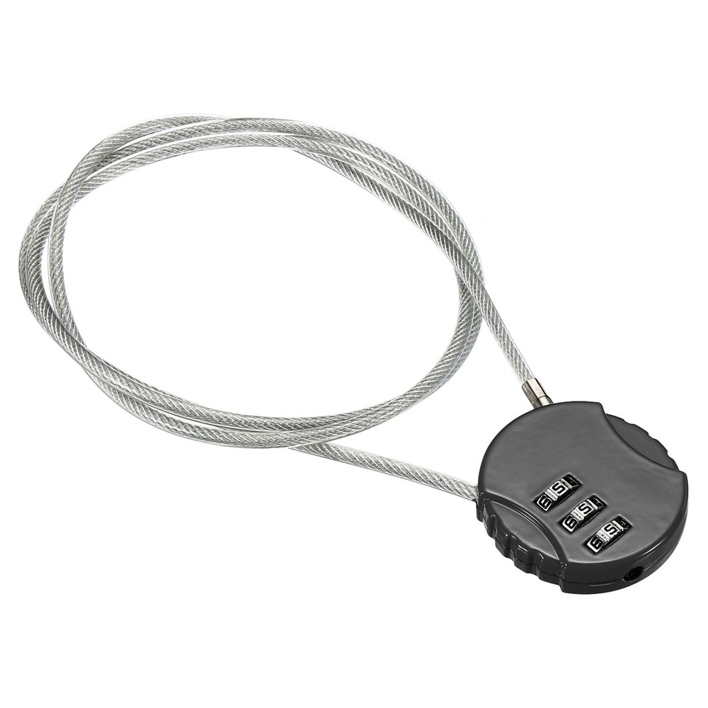 Small Combination Block 31.4", 1pc 3 Digit Luggage Lock, Black