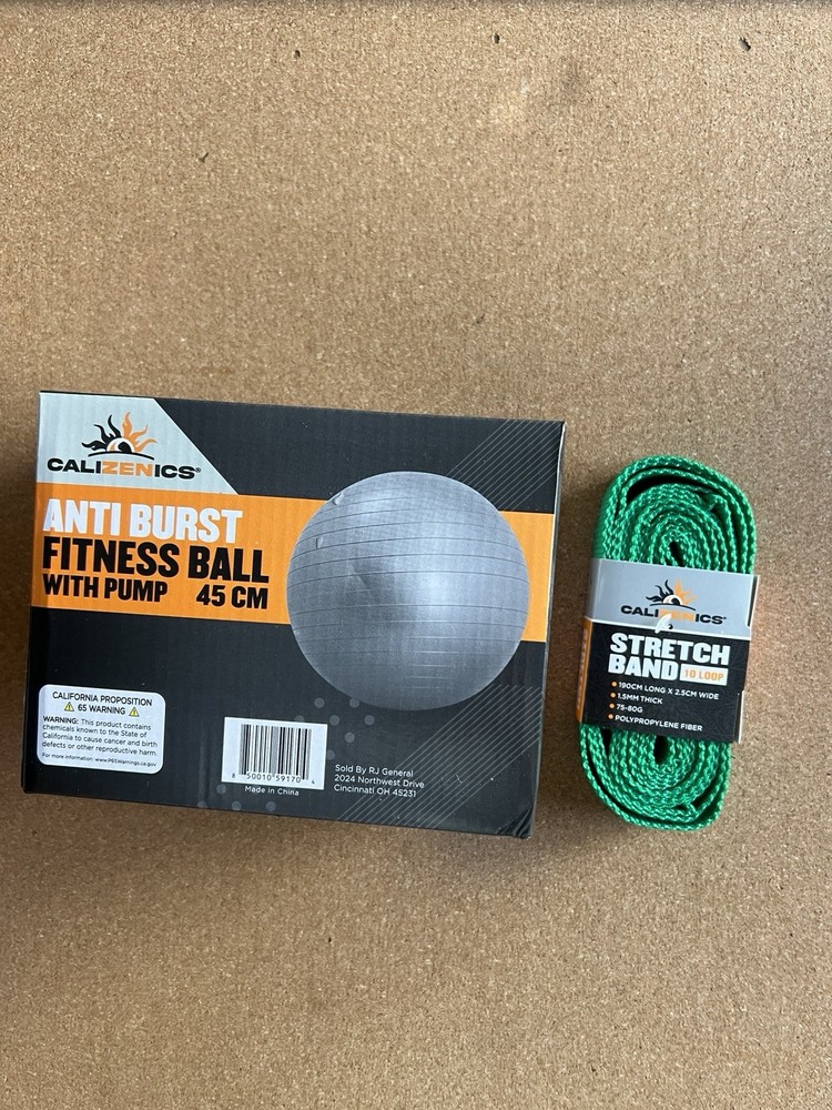 Small 45cm Gray Exercise Ball Set with Pump & Stretch Band for Home Workouts