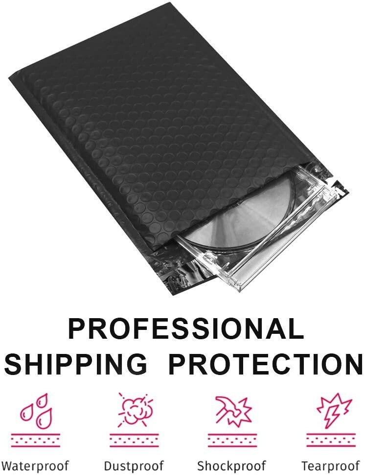 4x8 #000 Black Poly Bubble Mailers Self-Seal Padded Envelopes Small Ship