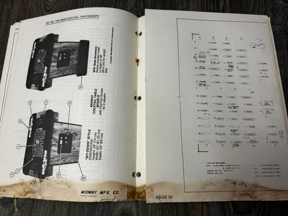 Midway Pac-Man Original Parts and Operating Manual
