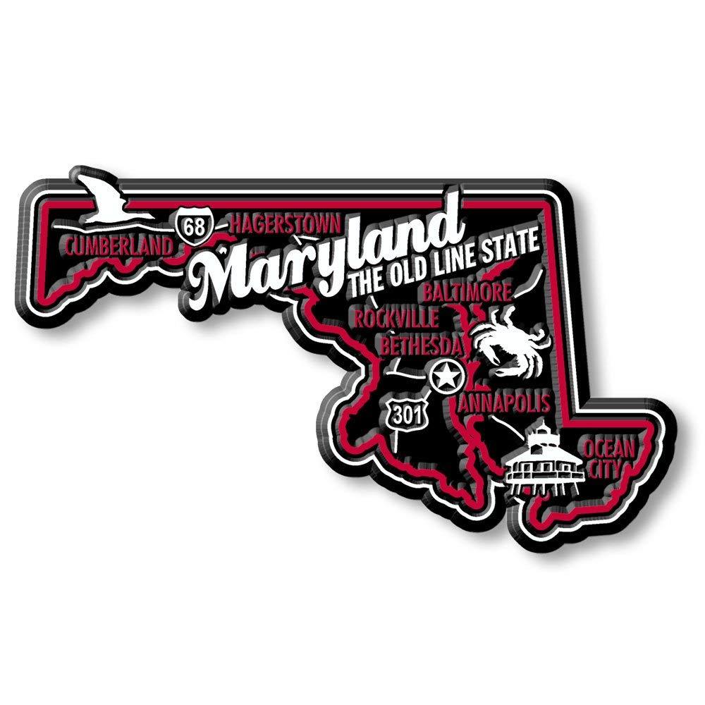Maryland the Old Line State Premium Map Fridge Magnet