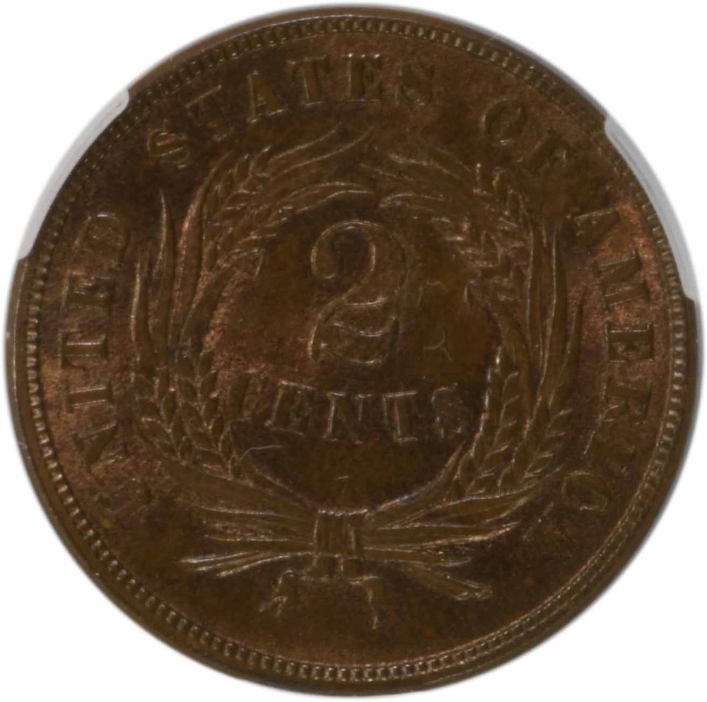 1865 Two Cent Piece Fancy 5 MS65BN CACG
