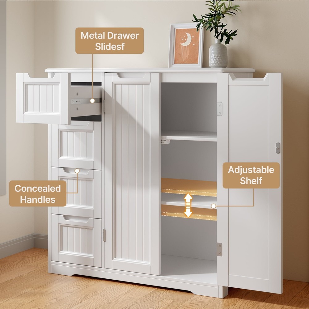 43" H Kitchen Pantry Storage Cabinet with Adjustable Shelves for Kitchen