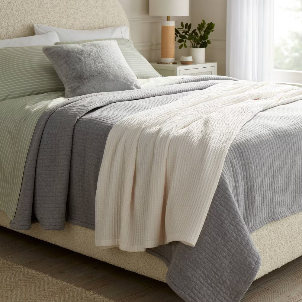 King TENCEL Lyocell Waffle Bed Blanket Ivory - Threshold