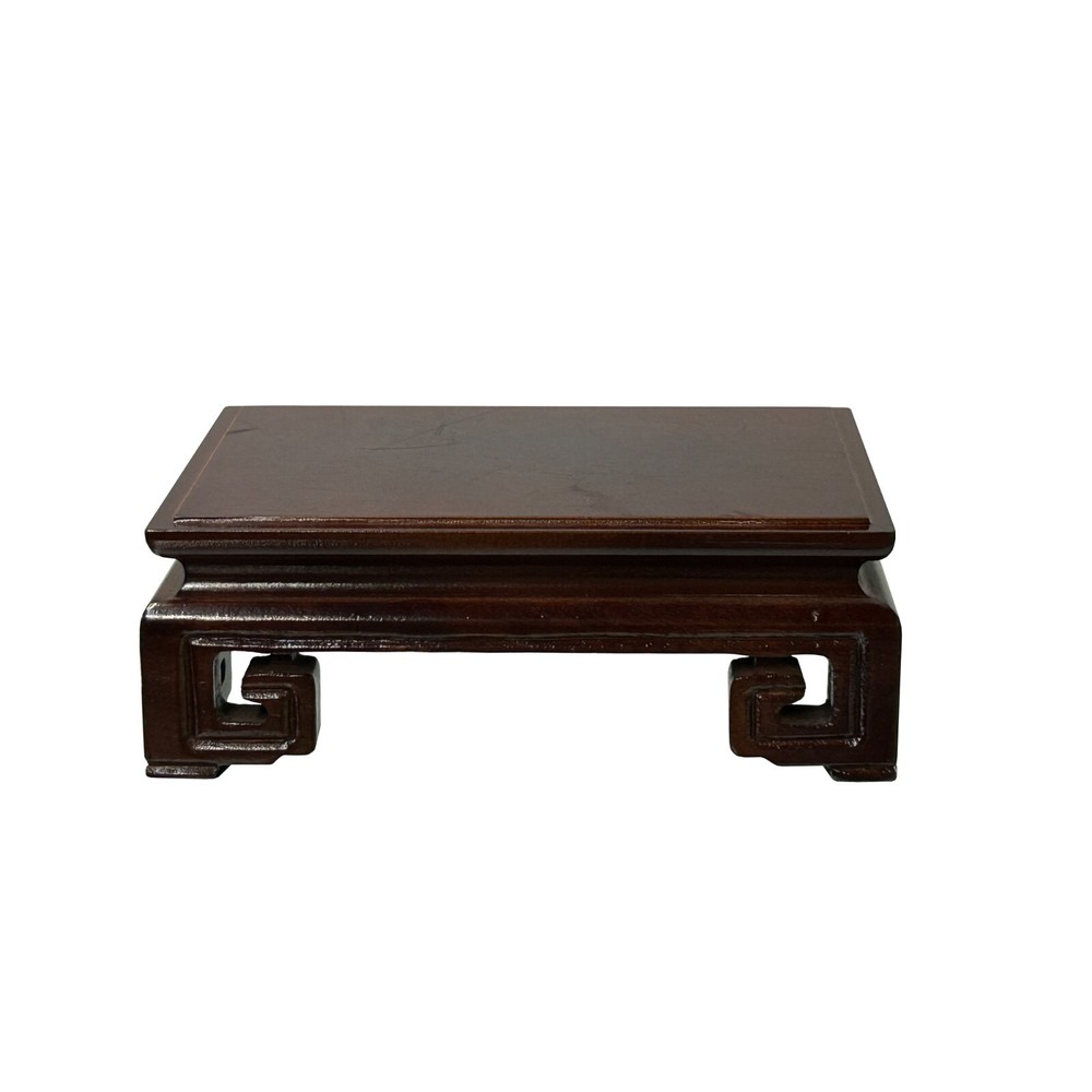 5.5" Brown Wood Rectangular Ru Yi Scroll Leg Display Stand Riser Easel ws4148A
