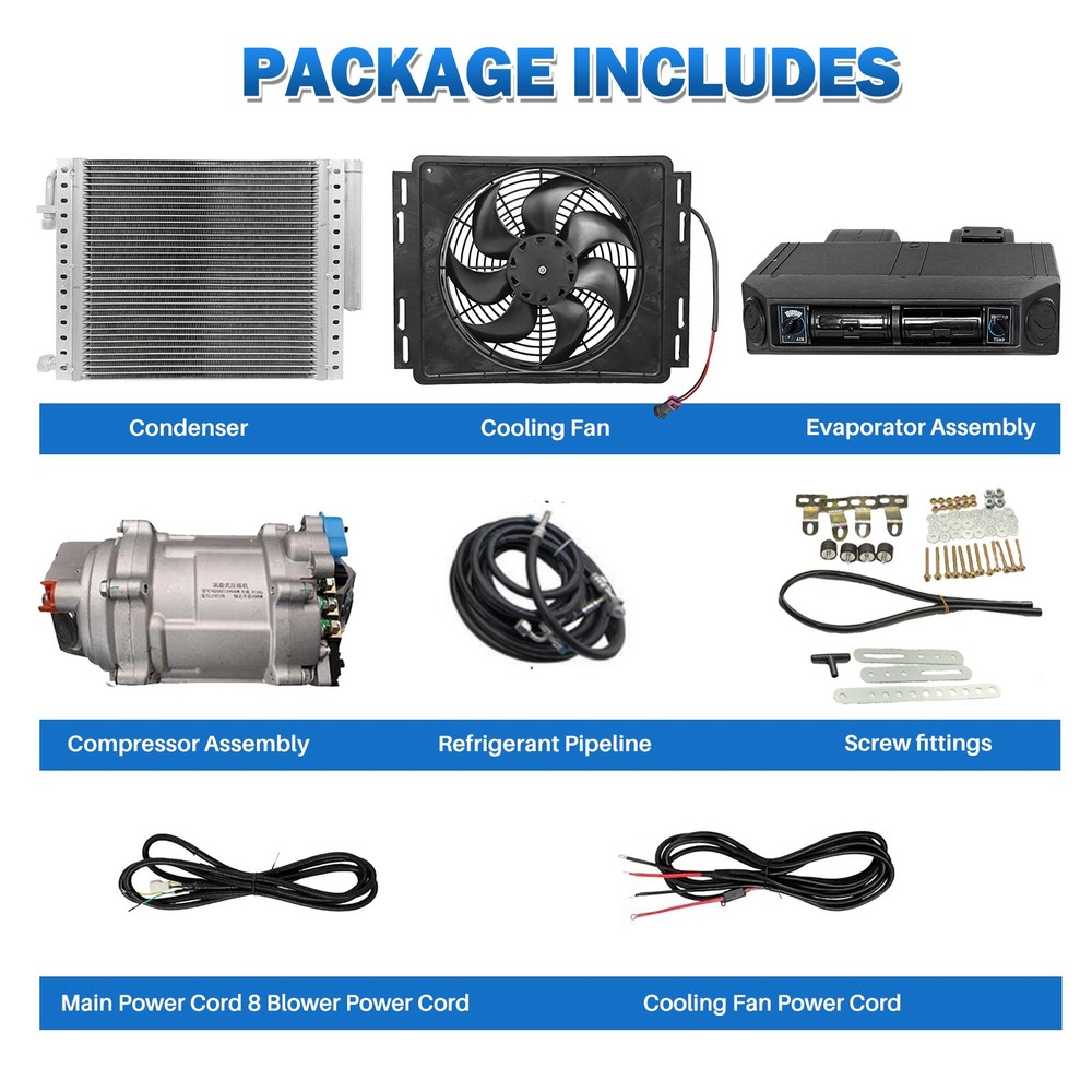 12V w/ Cooling Function Air Conditioner Set Underdash Electric Car A/C Auto Kit