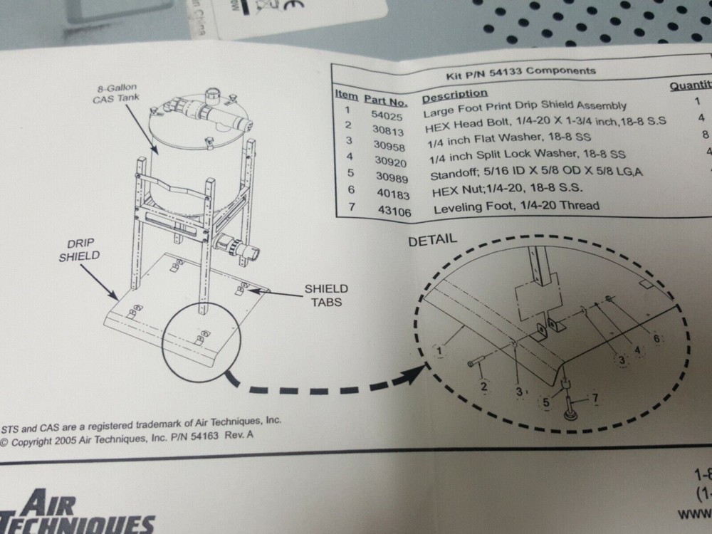 Air Techniques Large Drip shield Cas Tank # 54133