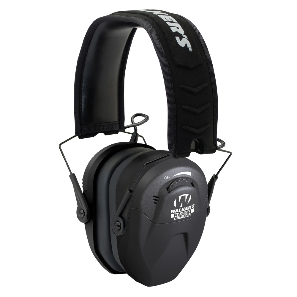 Walker's GWPCRSEM Razor Compact Electronic Muff 23 dB Over Head Black Polymer