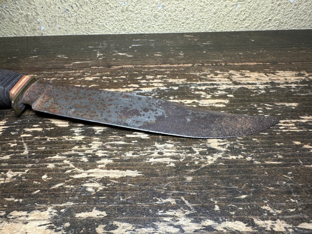 Vintage Solingen Germany Hunting Knife Fixed Blade Leather Handle Sheath