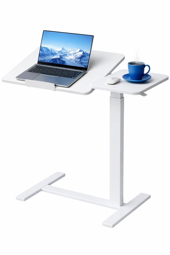 Rolling Laptop Desk Adjustable Height Computer Table Stand up Office Workstation