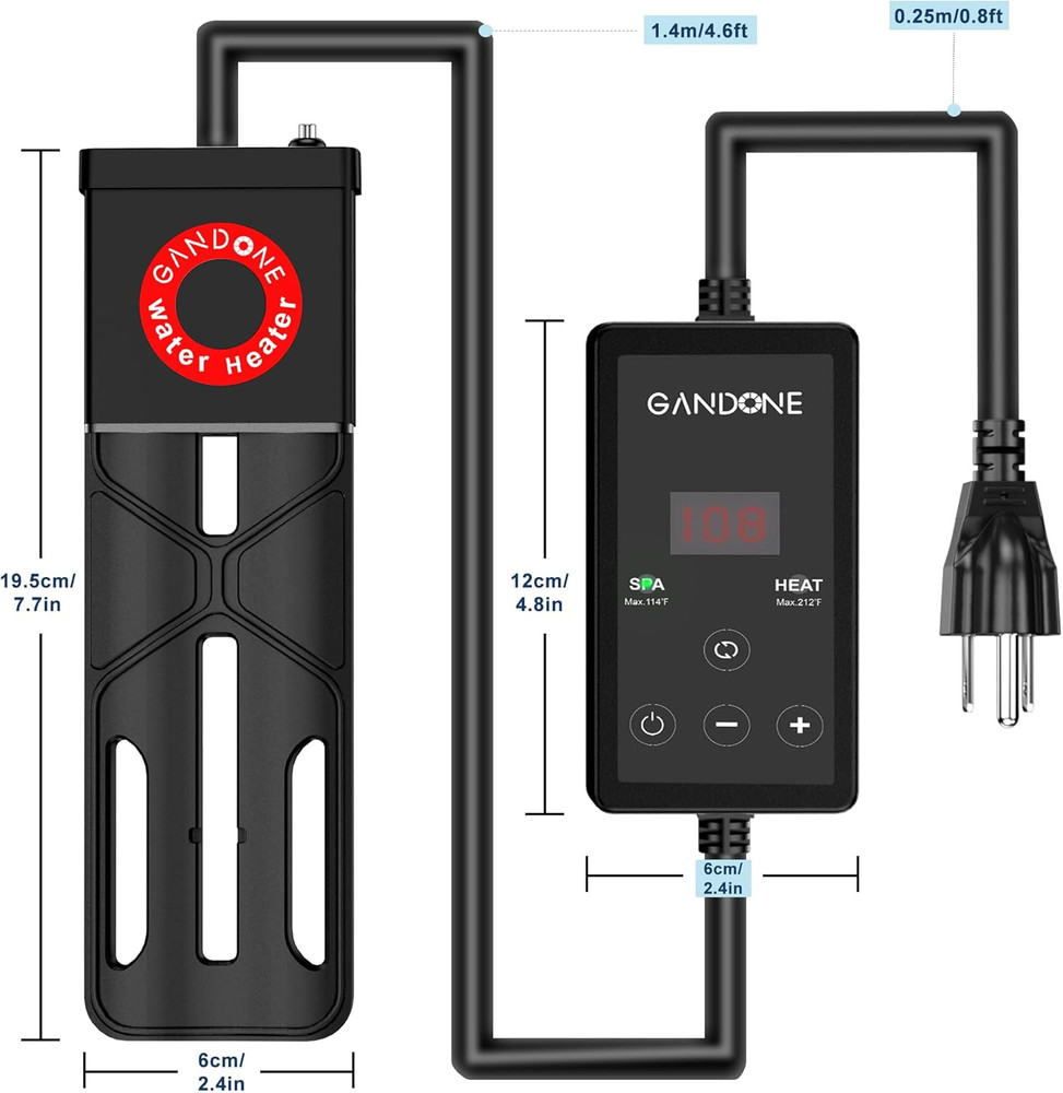 Portable Dual Spa Heater with Digital Display & Temp Sensor - Enjoy Relaxation A