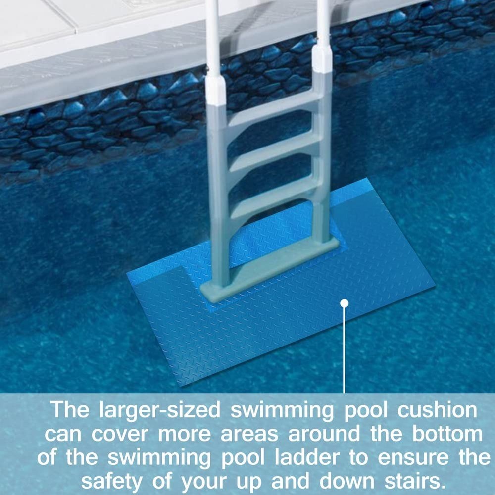 Swimming Pool Step Protector, Textured Ladder Mat, 17x38 Inch, Blue