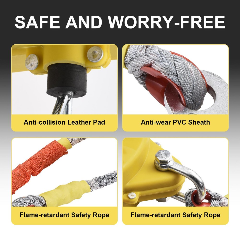 Fall Protection Self-Retracting Lifeline Lanyard 32FT W/Locking Hook Fall Arrest