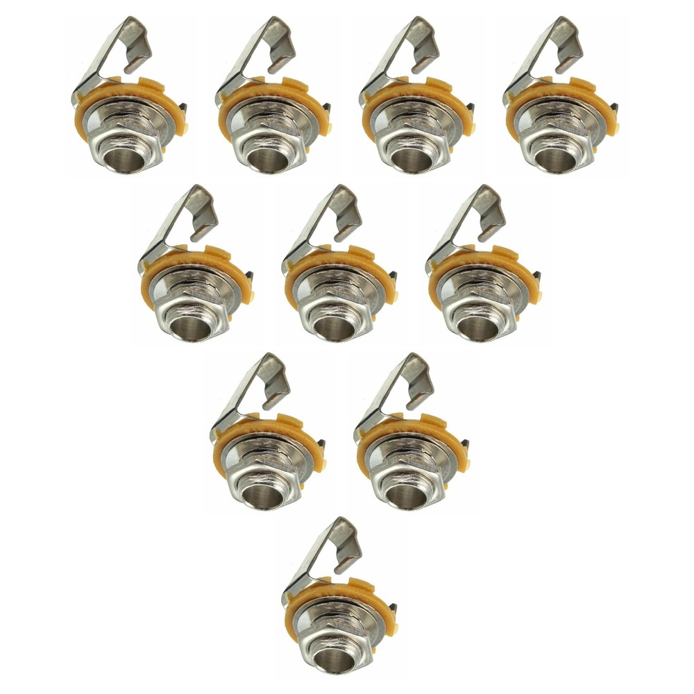 10Pcs Mono 1/4" 6.35mm ID Socket Jack Connector Panel Mount Guitar Plate