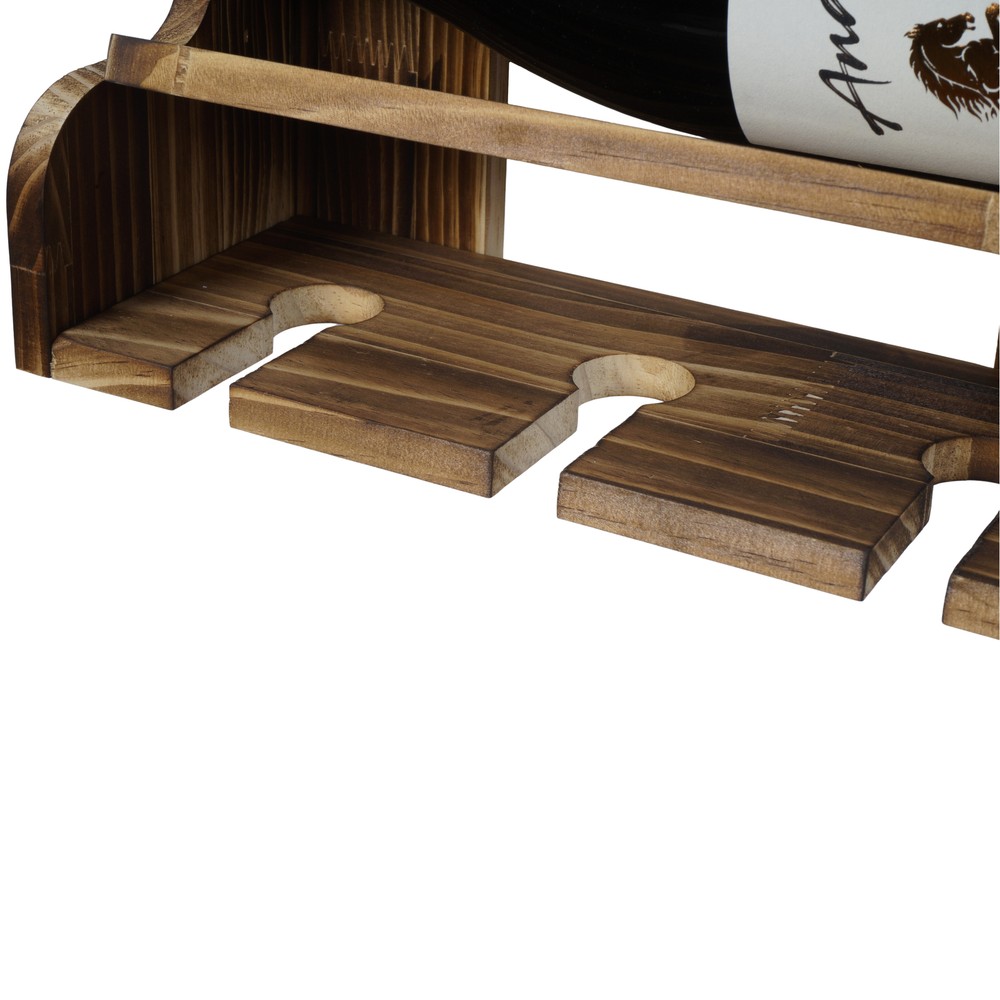 Wood Wine Storage Display Holder Rack Wall Mount Alcohol Shelf w/Stemware Holder