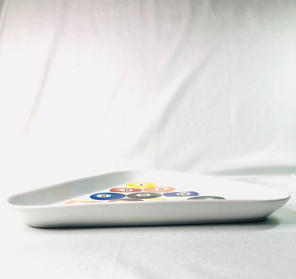 BIA 2003 Billiards Triangular Pool Ball Rack Ceramic Serving Dish 12 x 11in