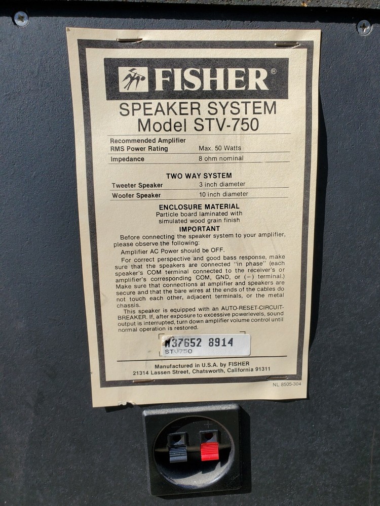 Fisher STV-750 Floor Speakers 33" Tested