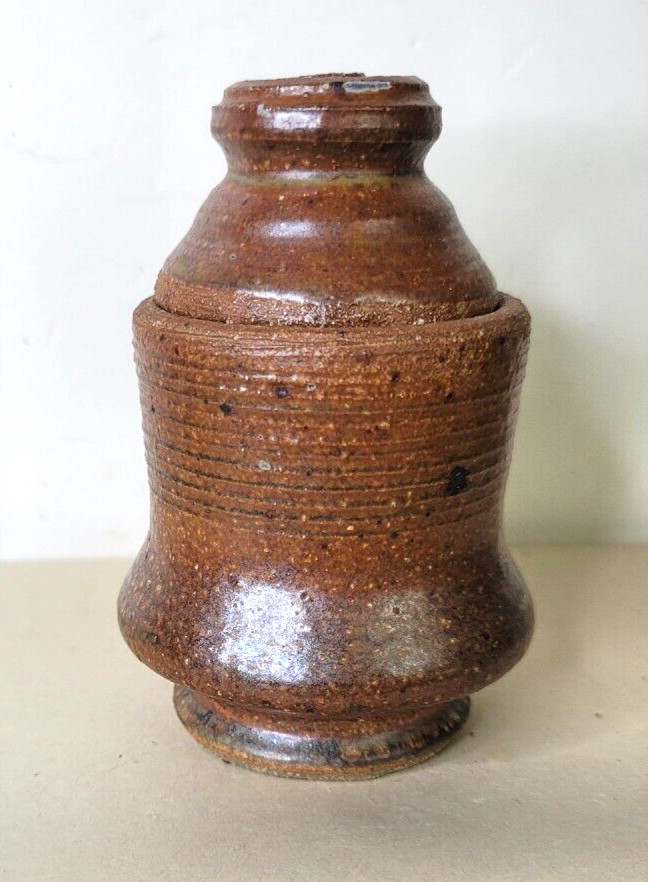 Studio Pottery Stoneware Jar with Lid 5 Inches Signed