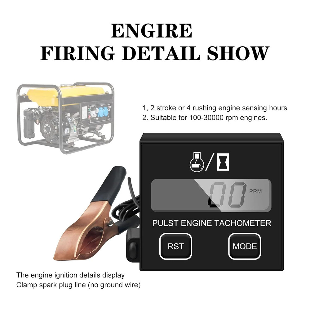Small Digital Engine Inductive Tachometer Digital Chainsaw Replaceable Battery