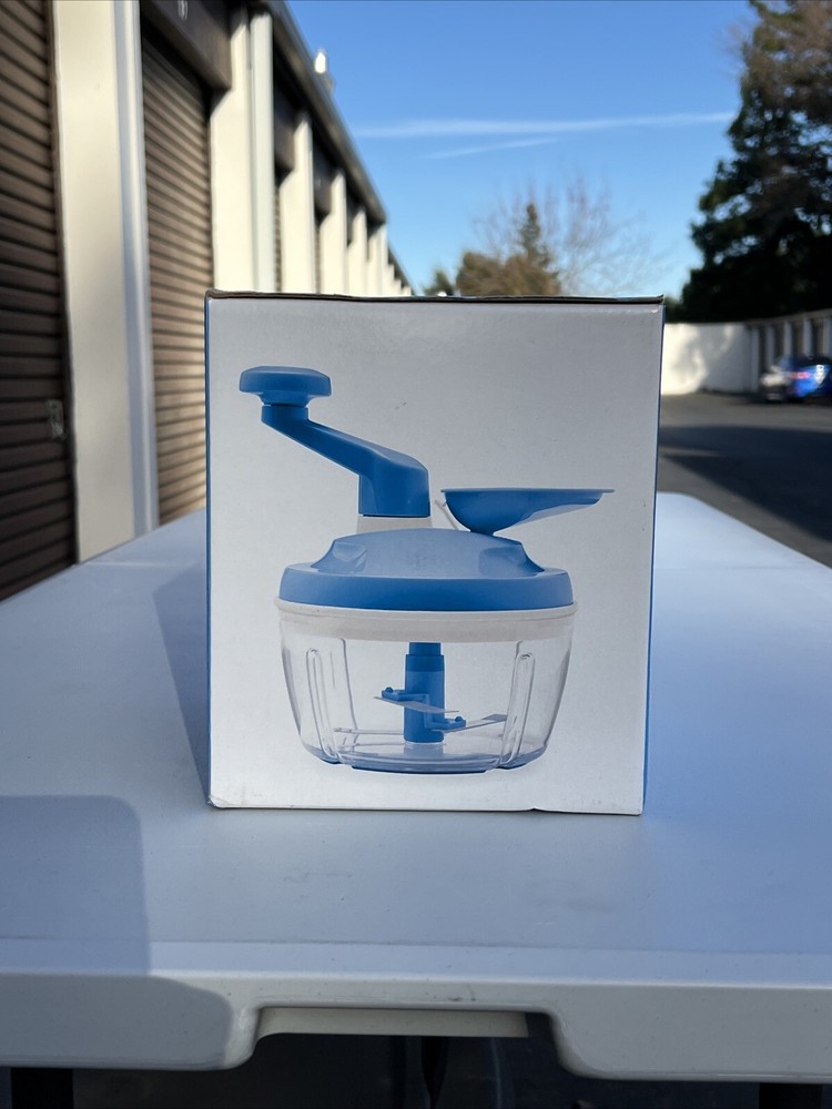 Tupperware Quick Chef Pro System Blue Manual Food Processor Chopper New