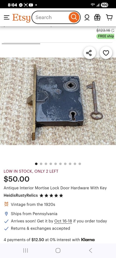 VTG Door Hardware Lock With Skeleton Key 5.5" x 3.5"