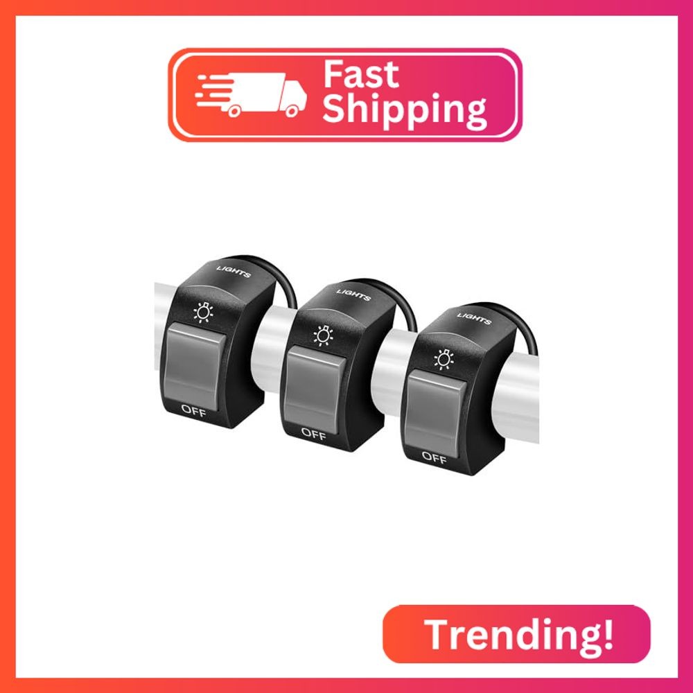 Frienda 3 Pieces Motorcycle Headlight Switch Handlebar Toggle Switch 7/8 Inch 22
