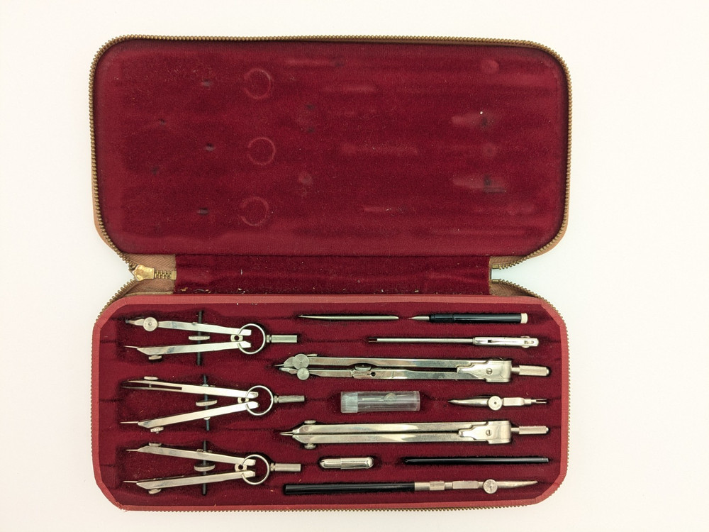 Morilla Drafting Tools With Case West Germany 404Z  Mid Century CLEAN