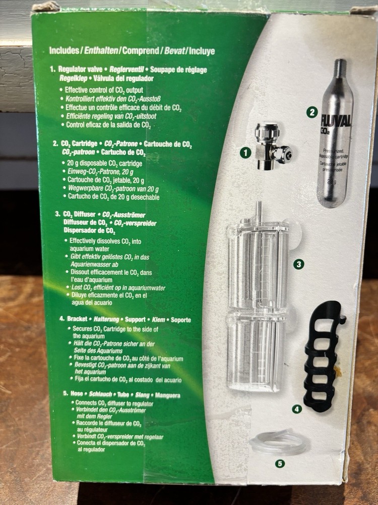 Fluval Mini Pressurized CO2 Kit 15 Gal Diffuser Threaded Cartridge x2