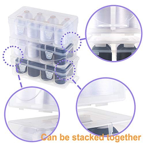 1000m Polyester Embroidery Machine Thread - 8 Spools Snow White + Storage Box