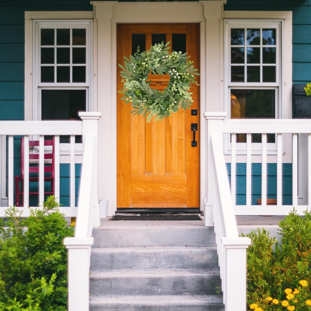 Green Eucalyptus Wreath Front Door Spring Summer Decor, Handmade 20" New