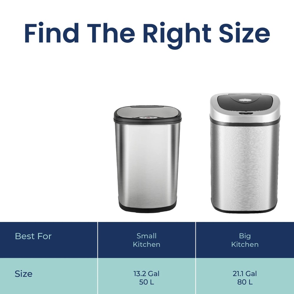 Nine Stars 13 Gallon Automatic Stainless Steel Kitchen Trash Can Motion Sensor