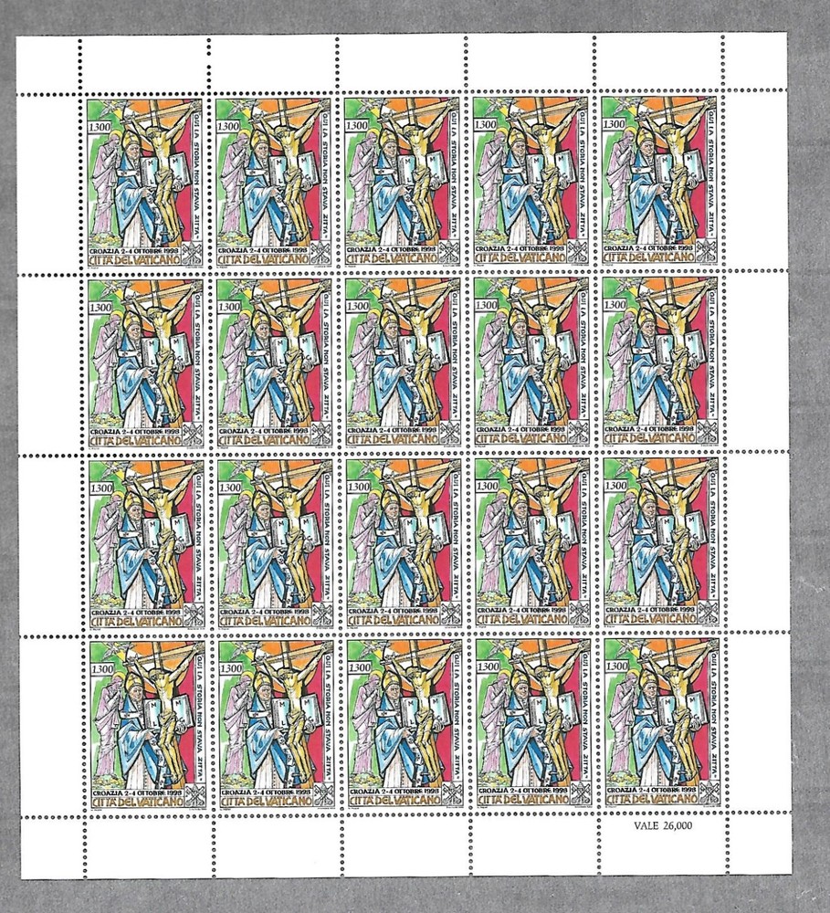 (FS340) Vatican 1999 Journeys MNH : Full sheets *** FREE POSTAGE ***