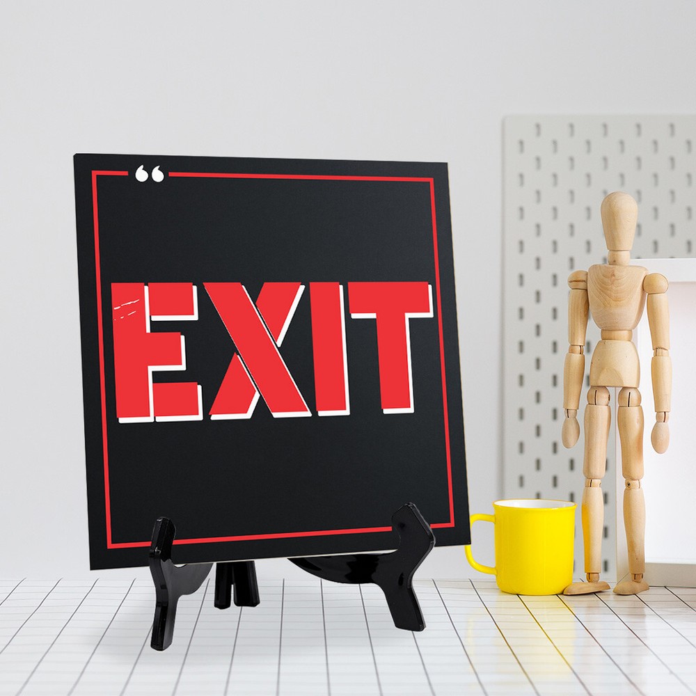 Exit 5"x 5" Square Table Sign With Acrylic Easel | Restaurant & Cafe Décor