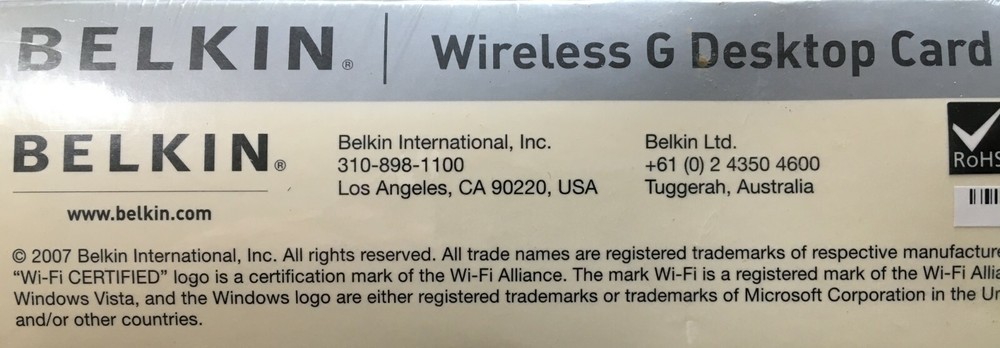 BELKIN Wireless G Desktop Card NOS 2007