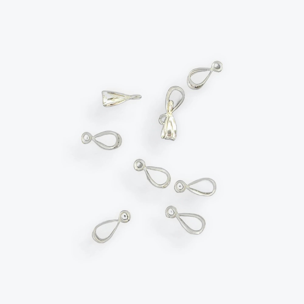 925 Sterling Silver Small Bail with Open Parallel Ring (2.7 × 5.7 mm) - 7 pcs