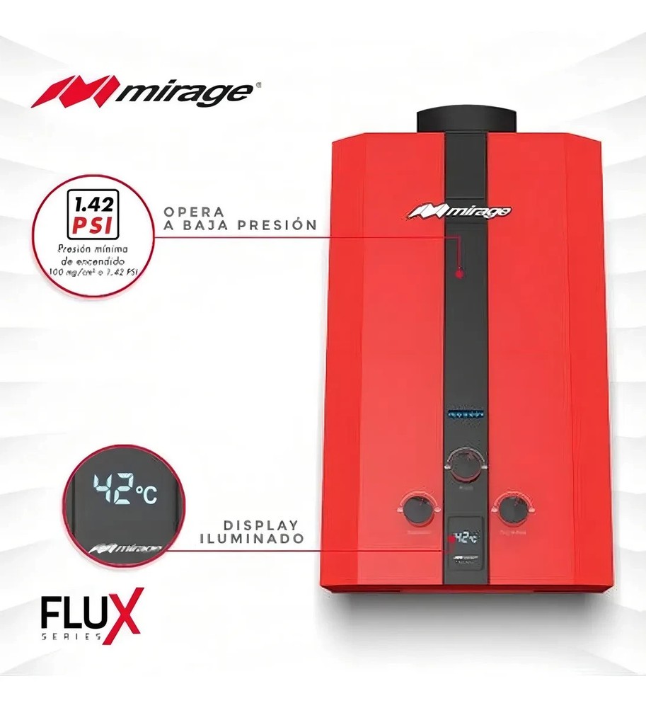 MIRAGE TANKLESS WATER HEATER 10 L TWO SERVICES RED COLOR