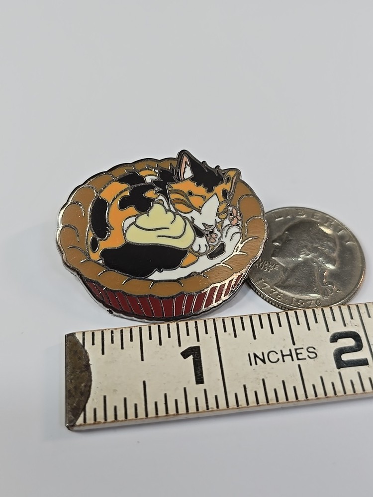 Cat Sleeping In Bed Lapel Pin Large Size Nice Enamel