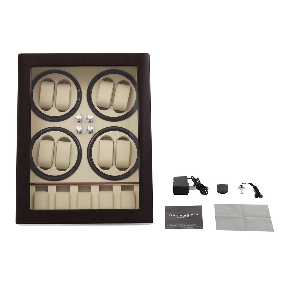 8+5 Automatic Watch Winder Box Watch Display Case Storage with LED Light 4 Modes