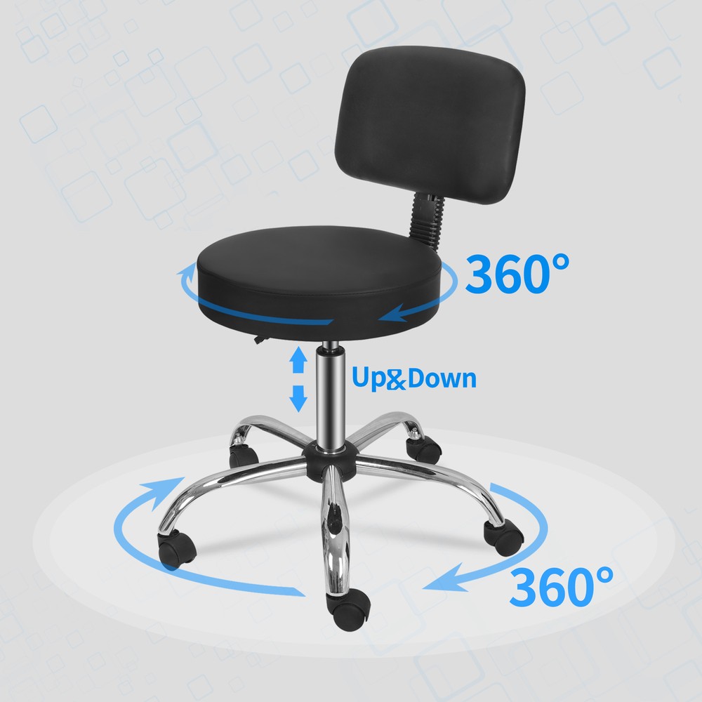 Rolling Swivel Salon Stool Chair Hydraulic with Back Support Adjustable Height