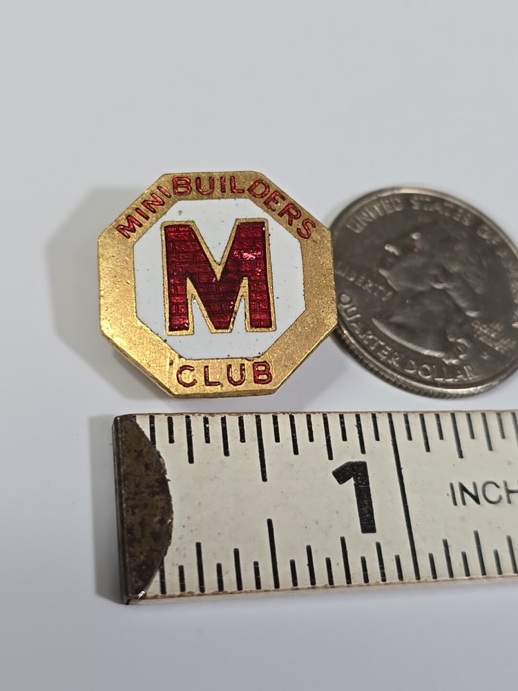 M Mini Builders Club Button Pin Vintage