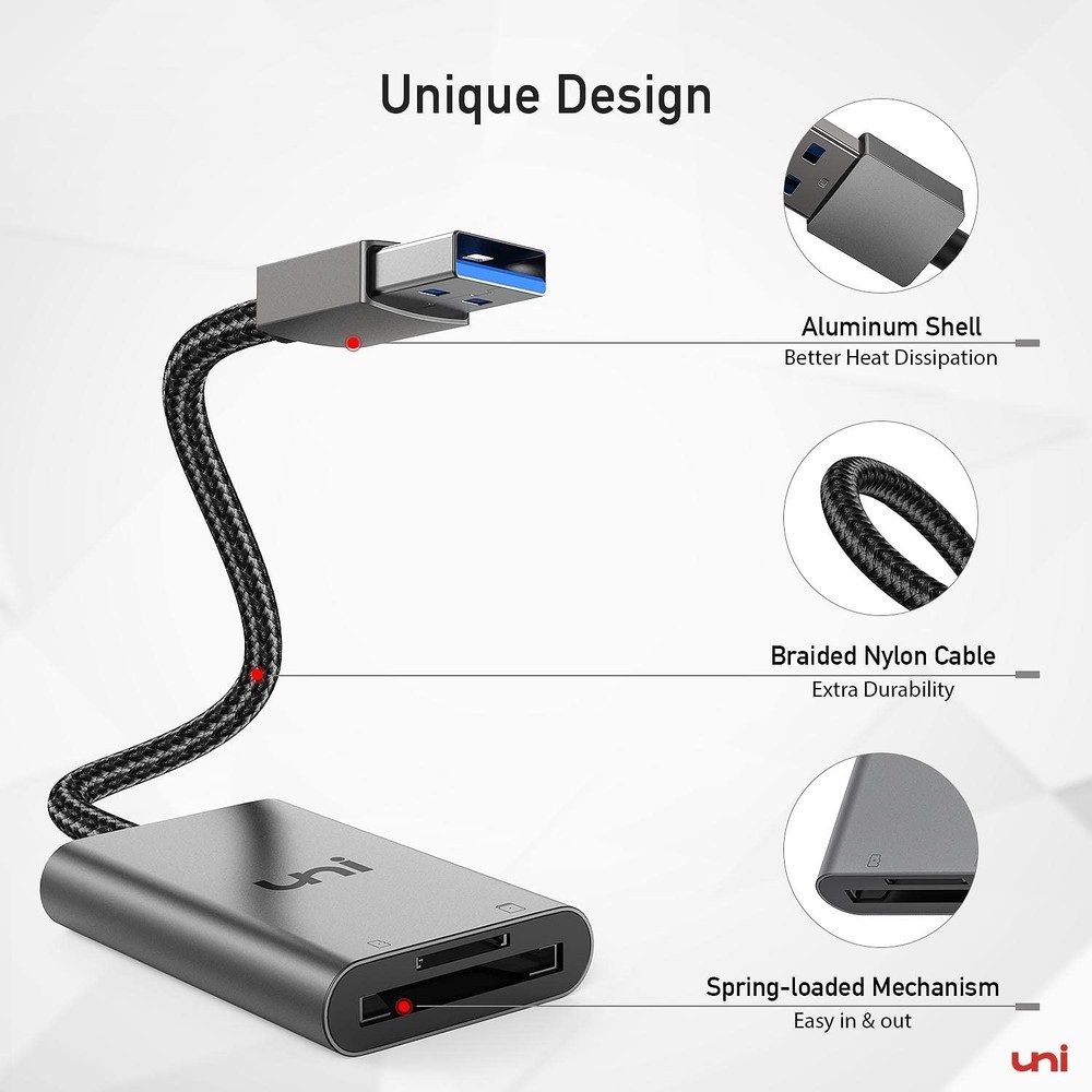 SD Card Reader, High-Speed USB 3.0 to Micro SD Card Adapter, Aluminum Computer